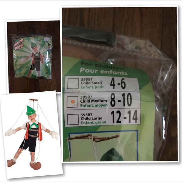 Pinocchio Puppet Jumpsuit Child Costume-Medium - Picture 4 of 4